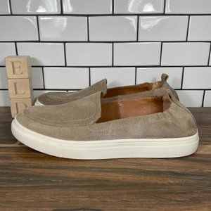 Lucky Brand Lindai Womens Size 9.5 Shoes Beige Suede Scrunch Back Casual Sneaker